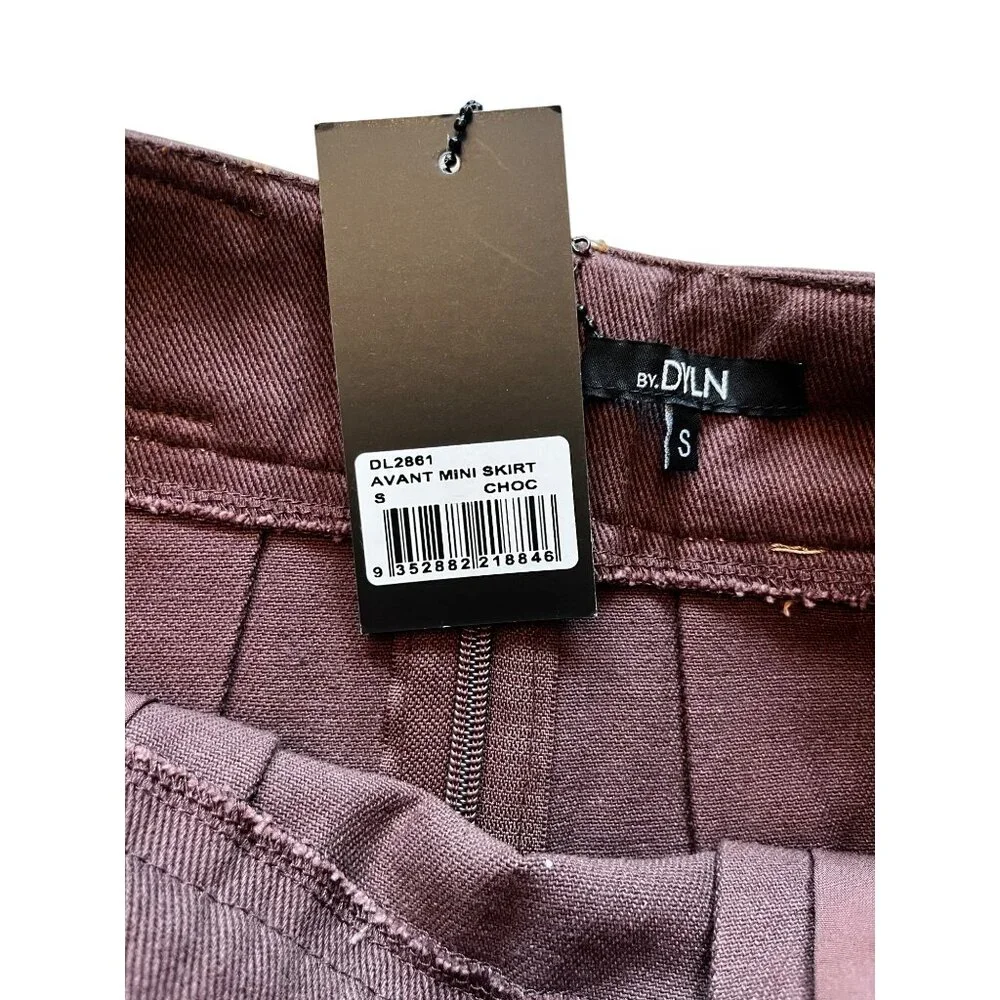 BY.DYLN Avant Mini Skirt in Chocolate Small New Womens Shorts